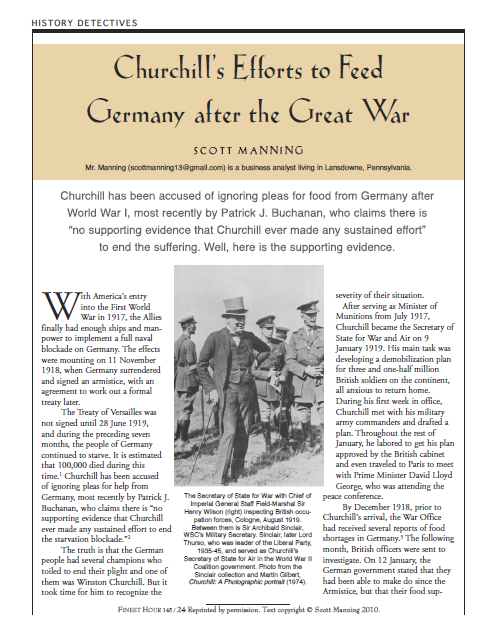 Churchill's Efforts to Feed Germany after the Great War