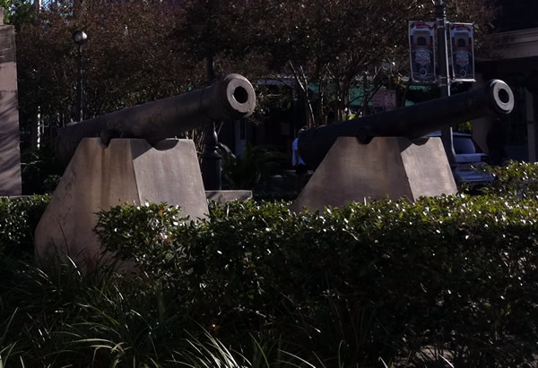 Cannons in front of Joan of Arc Monument in New Orleans