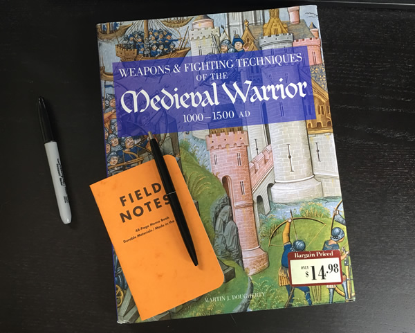 The 2008 edition of Martin’s J. Dougherty’s Medieval Warrior. Field Notes for scale.