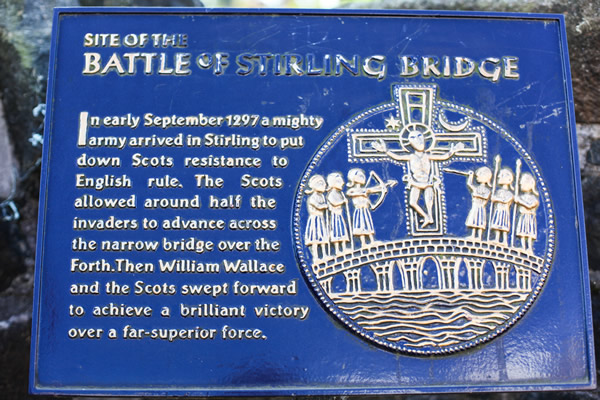 Plaque at the base of the Stirling Bridge with a depiction of the Old Common Seal of the Burgh of Stirling. Photograph taken July 24, 2011.