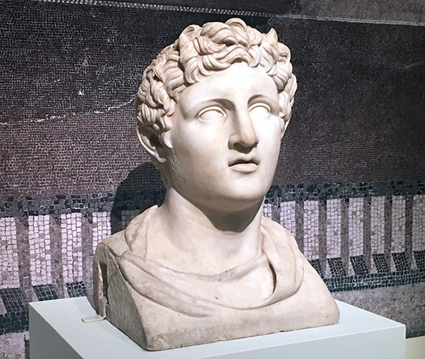 Demetrios earned the king titles for his father and himself after his naval victory in Cyprus (306 BC). Marble bust of a late Roman Republican copy (c. 50-25 BC) of a Hellenistic original (c. 320-280 BC), on loan from Naples, and on display at the Met. Photograph taken May 25, 2016.
