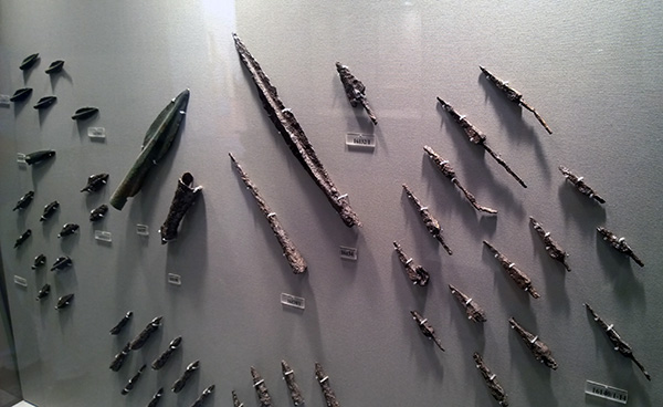 Thermopylae display at National Archeological Museum in Athens. September 2014.