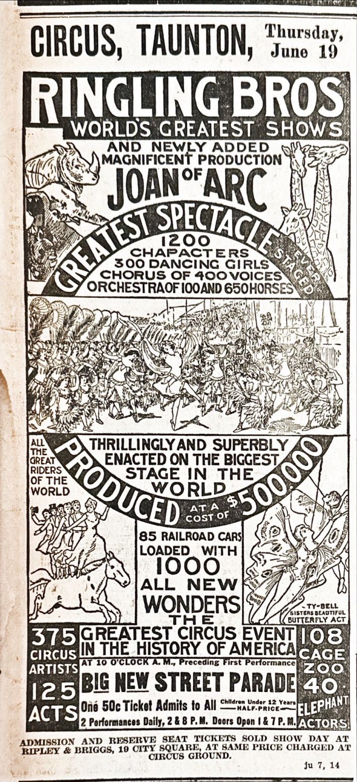 Ringling Bros. Joan of Arc Spectacle Newspaper Ad (1913)